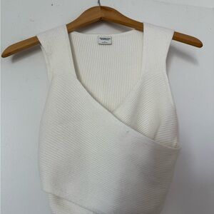 Abercrombie & Fitch Cream Ribbed Wrap Sweater Tank